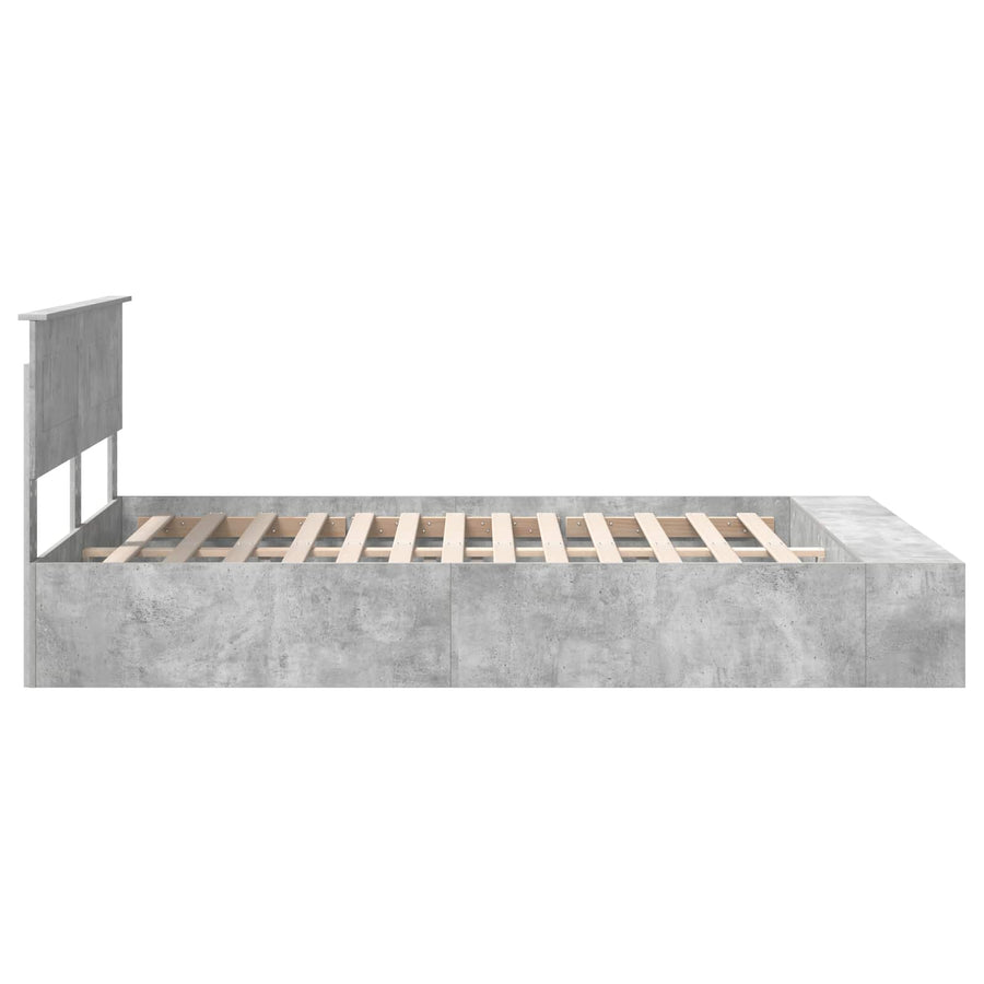 Bedframe met plank Beton Grijs 160 x 200 cm Bewerkt hout