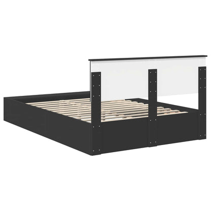 Bedframe met plank met opslag Zwart 150 x 200 cm Bewerkt hout
