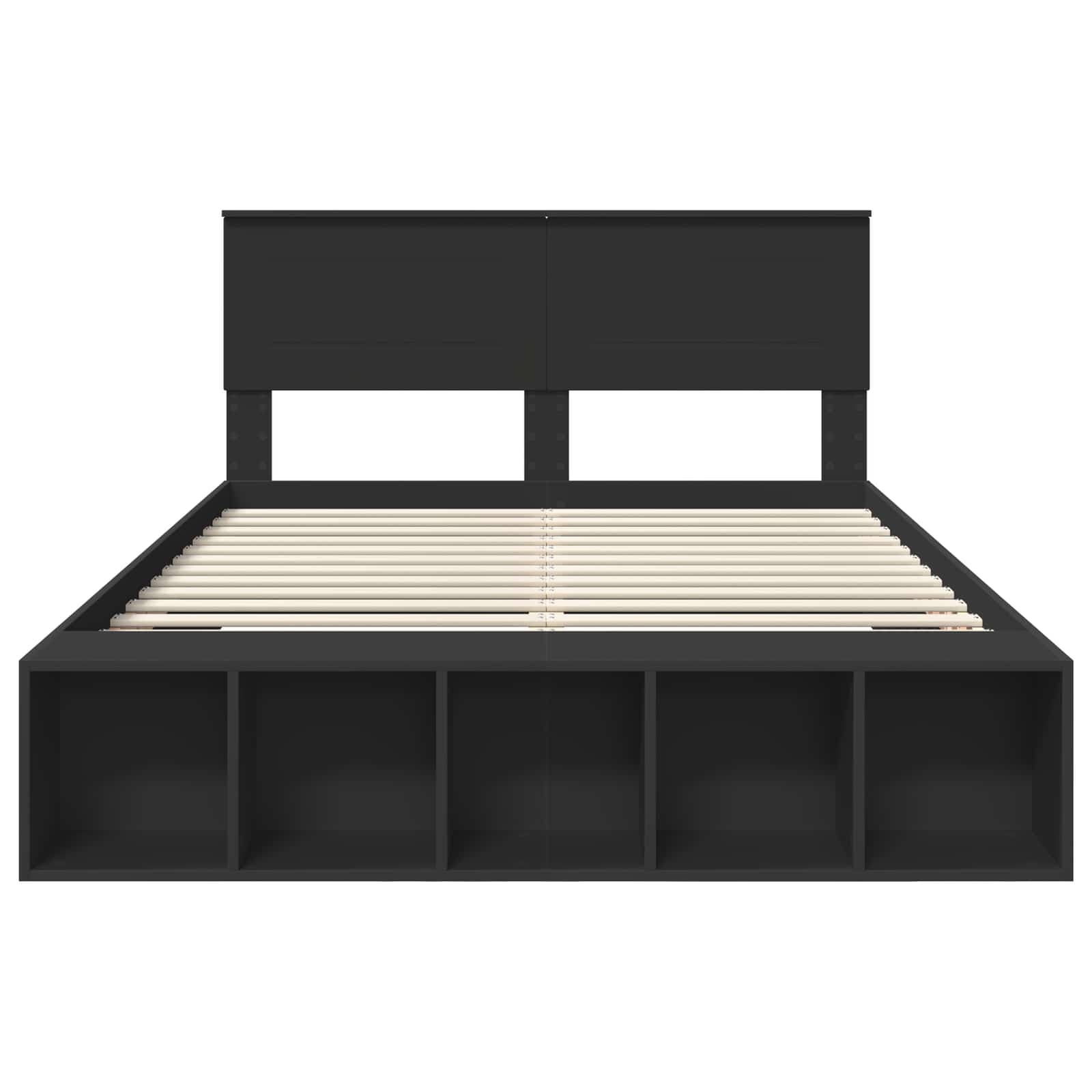 Bedframe met plank met opslag Zwart 150 x 200 cm Bewerkt hout