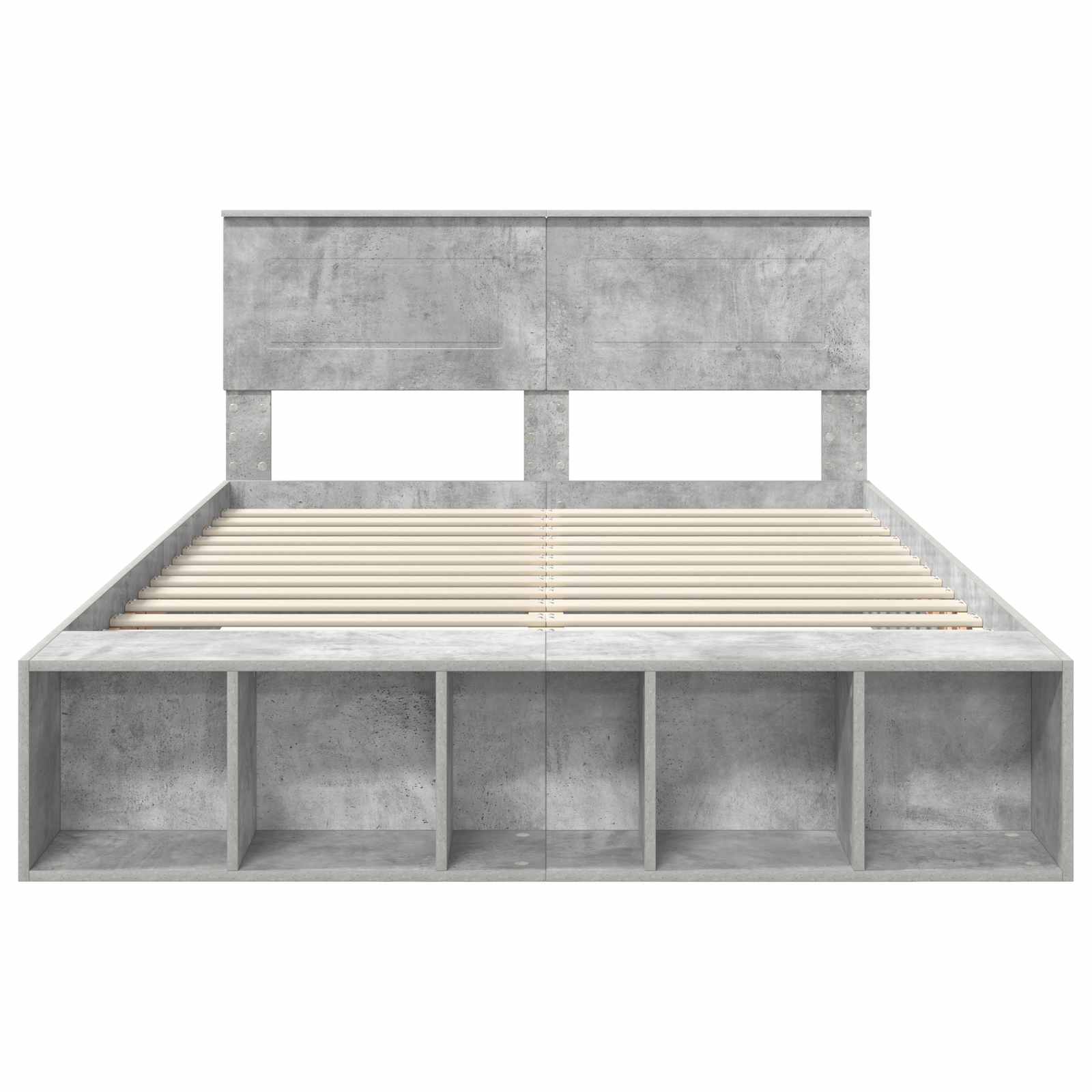 Bedframe met plank Beton Grijs 150 x 200 cm Bewerkt hout