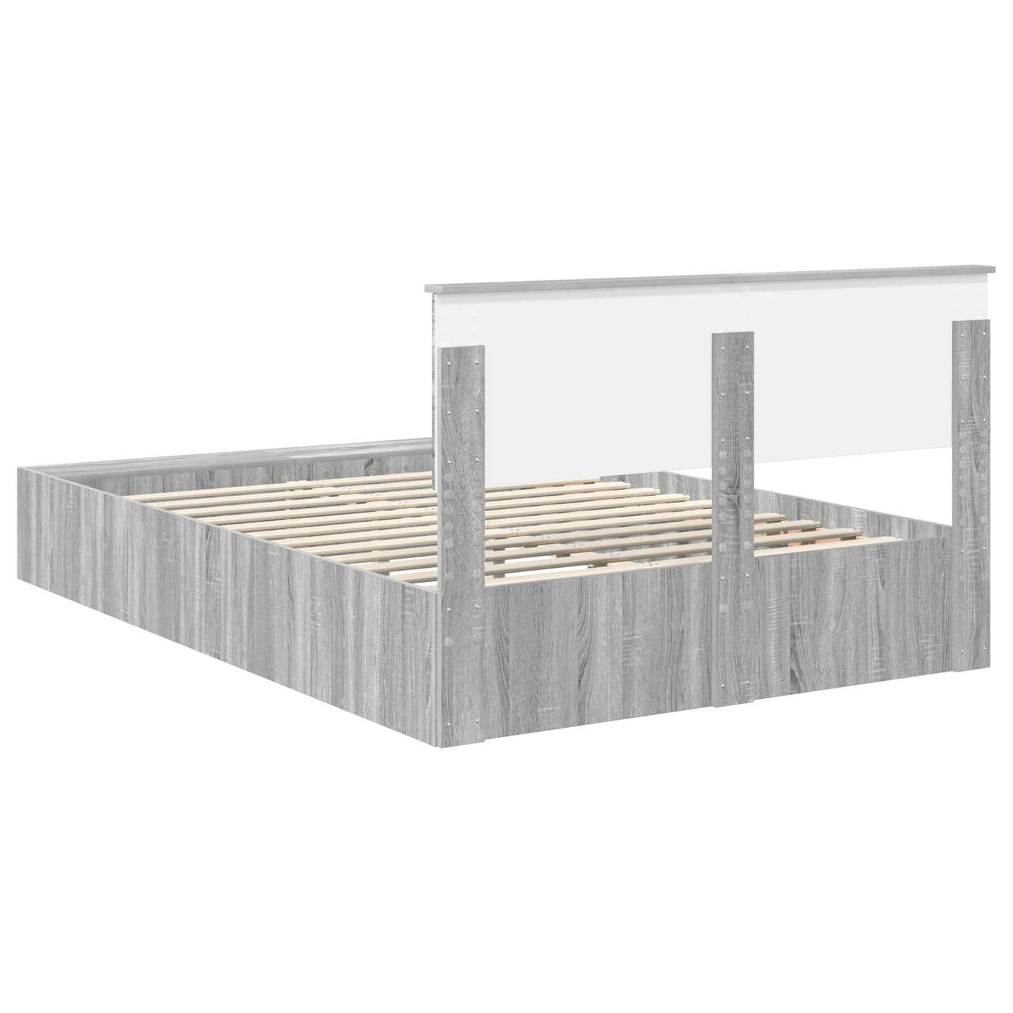 Bedframe met plank Grijs Sonoma 140 x 190 cm Bewerkt hout