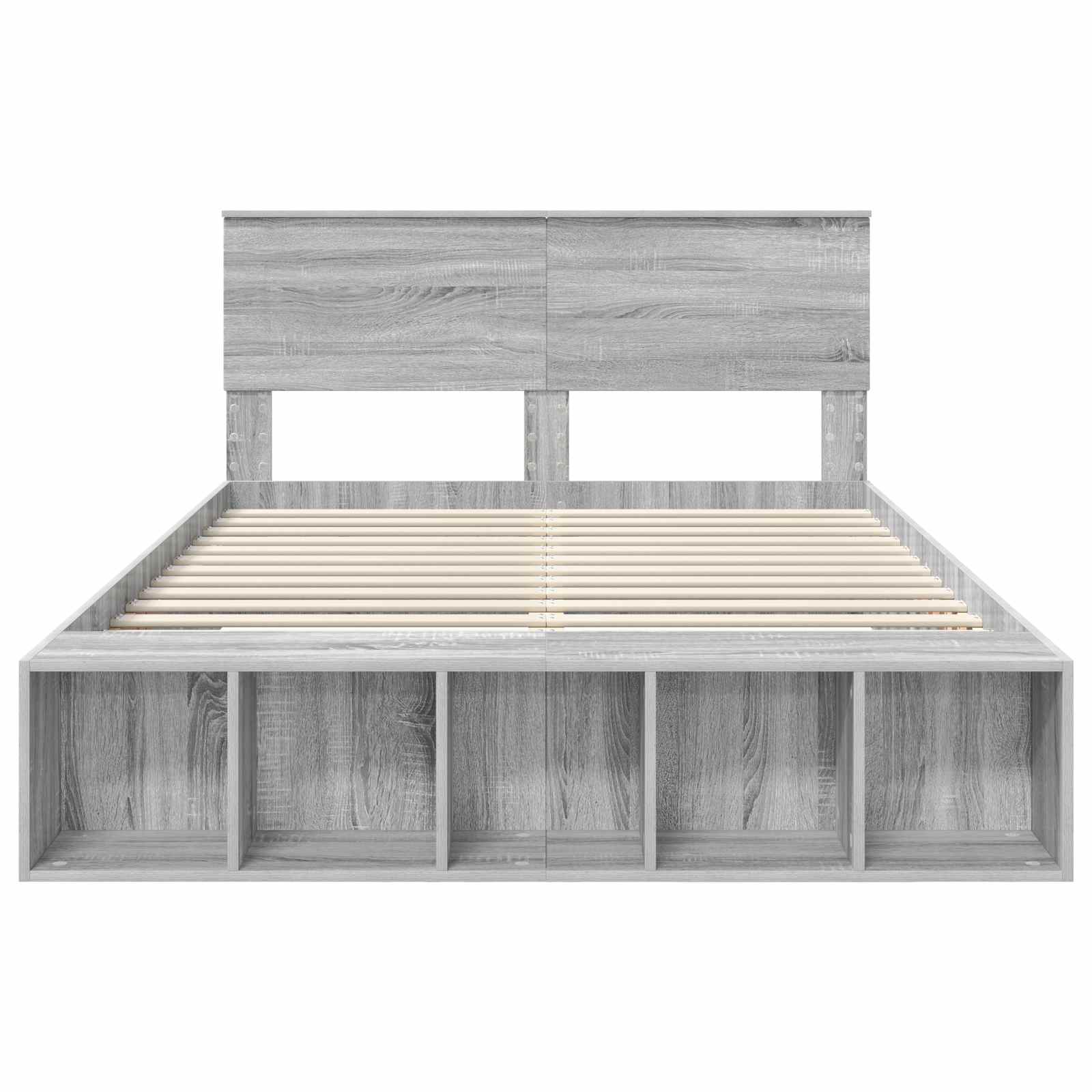 Bedframe met plank Grijs Sonoma 140 x 190 cm Bewerkt hout