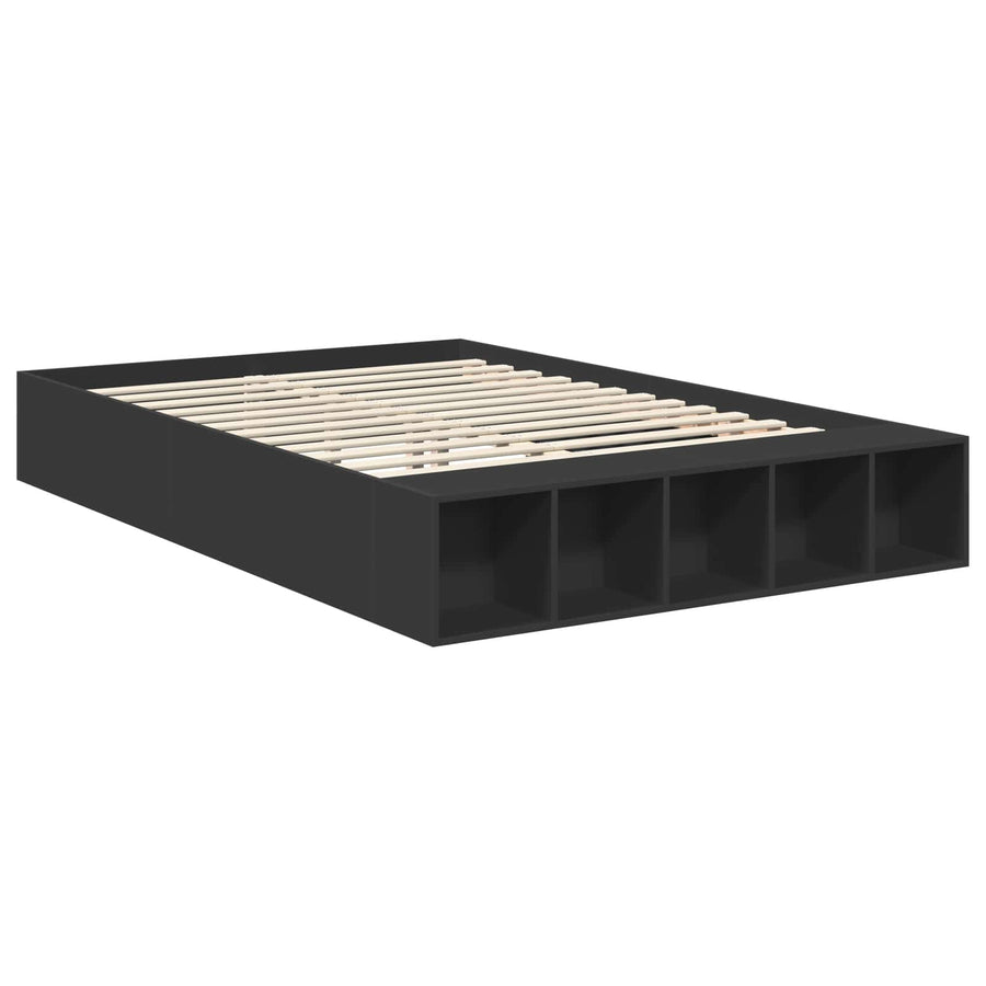 Bedframe met plank met opslag Zwart 140 x 200 cm Bewerkt hout