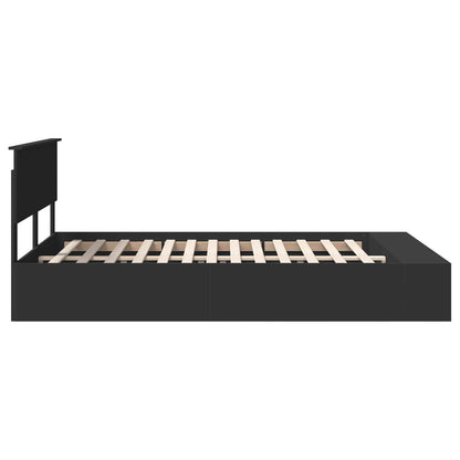 Bedframe met plank met opslag Zwart 140 x 200 cm Bewerkt hout