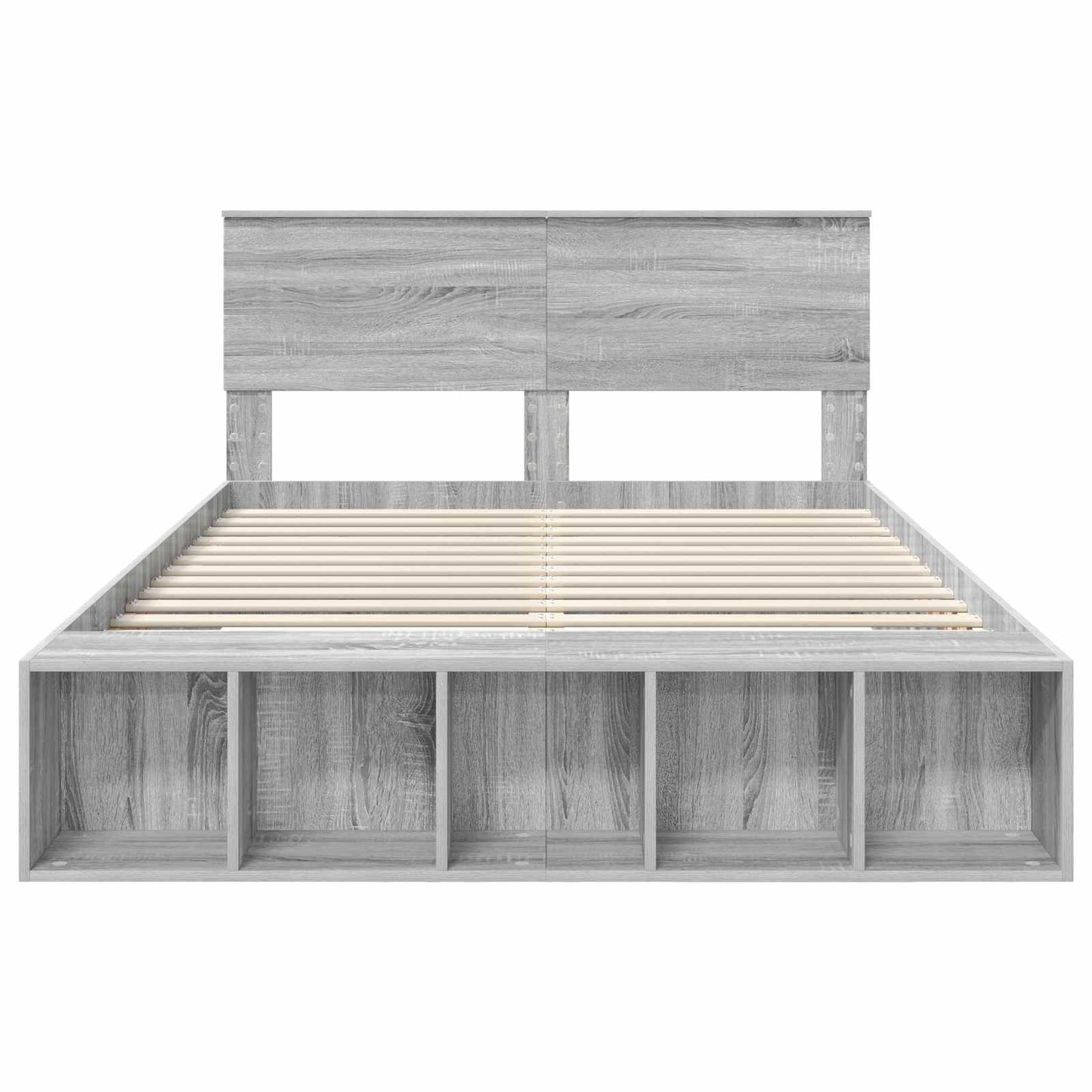 Bedframe met plank Grijs Sonoma 140 x 200 cm Bewerkt hout