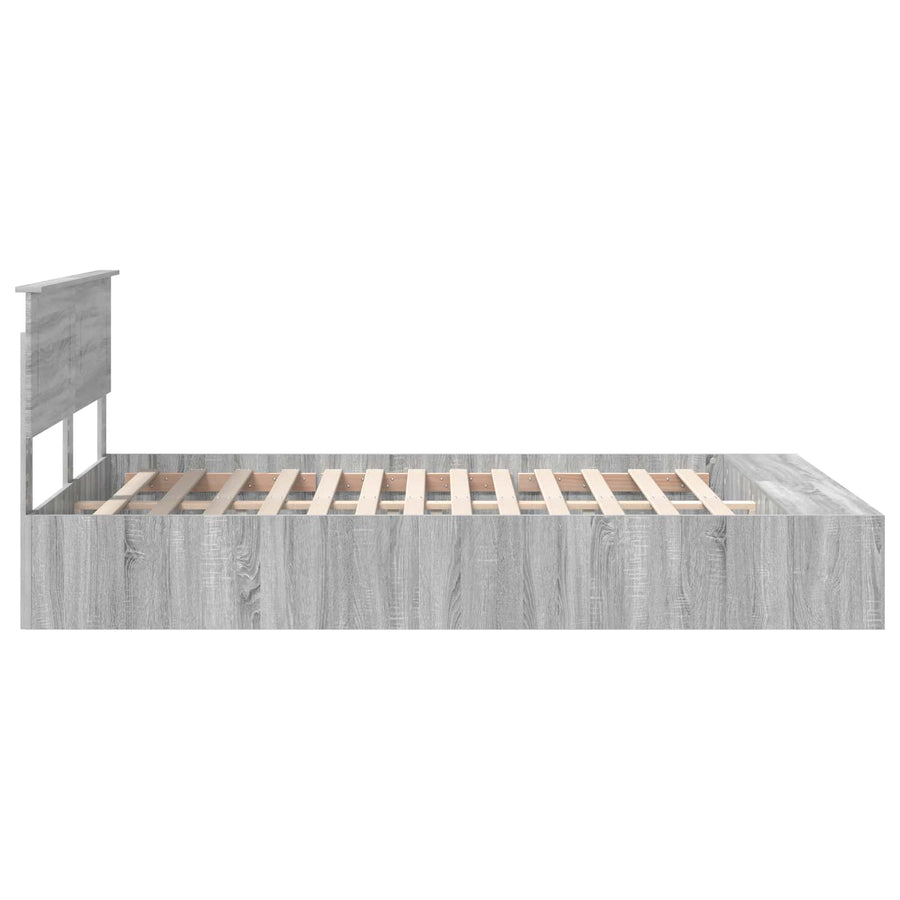 Bedframe met plank Grijs Sonoma 140 x 200 cm Bewerkt hout