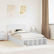 Bedframe 135x190 cm wit bewerkt hout