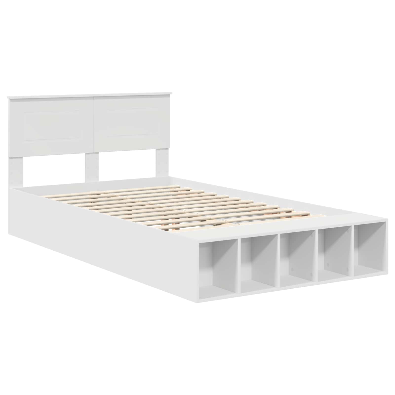 Bedframe met plank met hoofdeinde Wit 135 x 190 cm Bewerkt hout