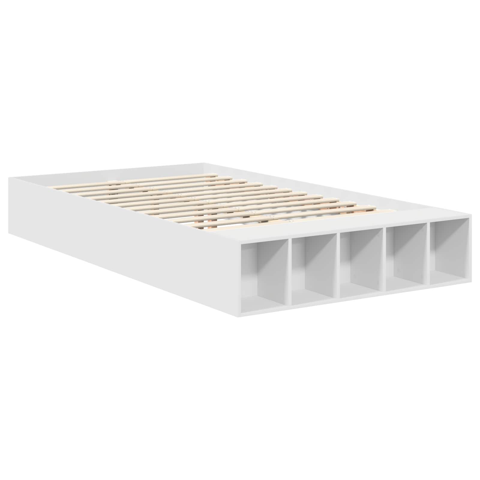 Bedframe met plank met hoofdeinde Wit 135 x 190 cm Bewerkt hout