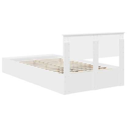 Bedframe met plank met hoofdeinde Wit 135 x 190 cm Bewerkt hout