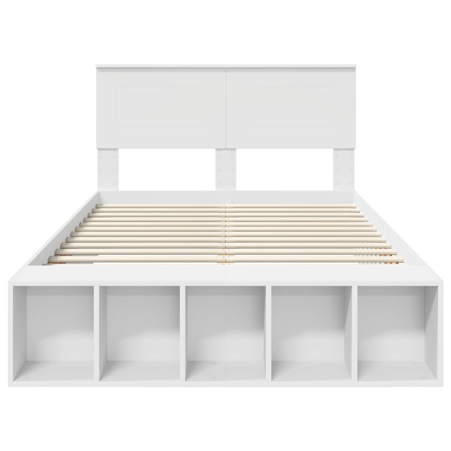 Bedframe met plank met hoofdeinde Wit 135 x 190 cm Bewerkt hout