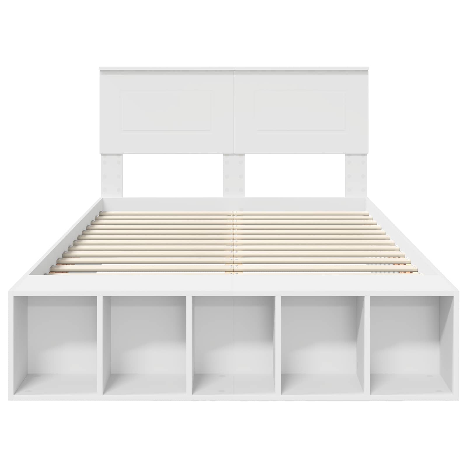 Bedframe met plank met hoofdeinde Wit 135 x 190 cm Bewerkt hout