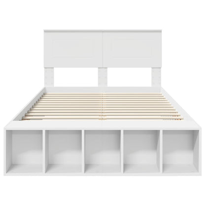 Bedframe met plank met hoofdeinde Wit 135 x 190 cm Bewerkt hout