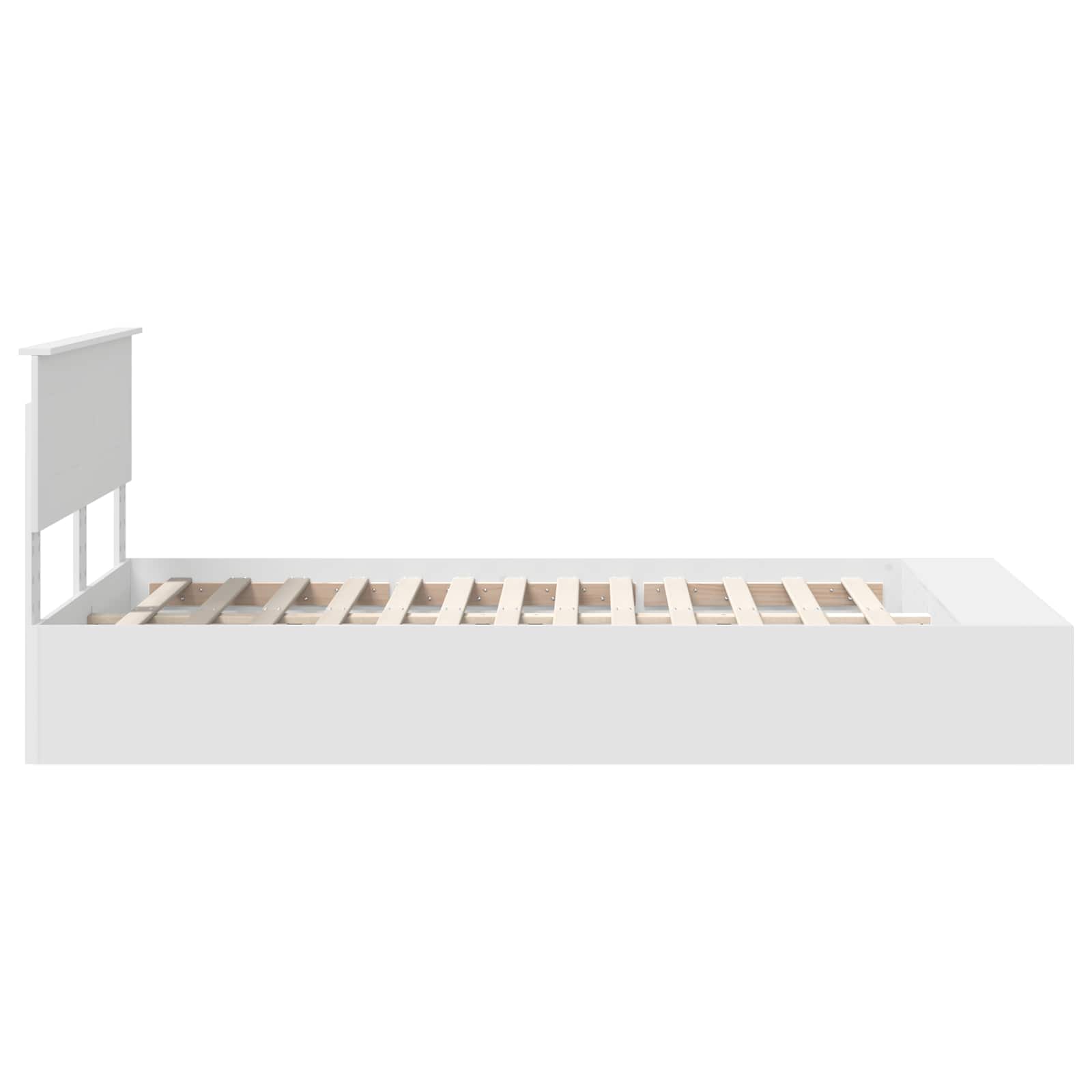 Bedframe met plank met hoofdeinde Wit 135 x 190 cm Bewerkt hout