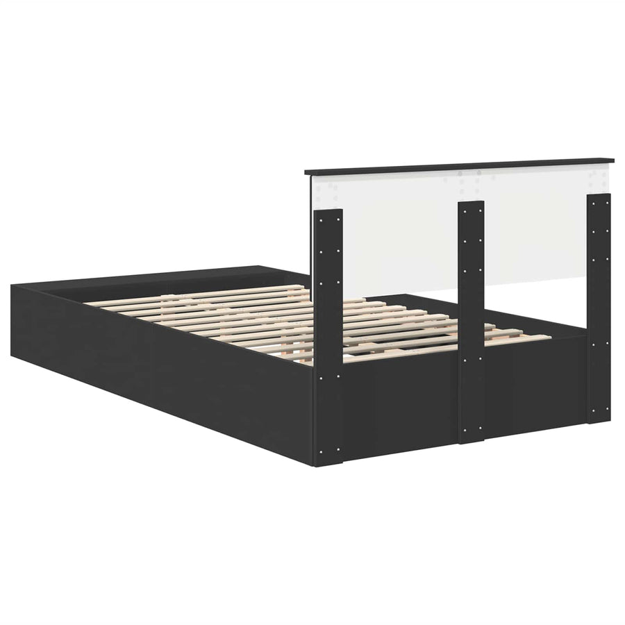 Bedframe met plank met opslag Zwart 135 x 190 cm Bewerkt hout