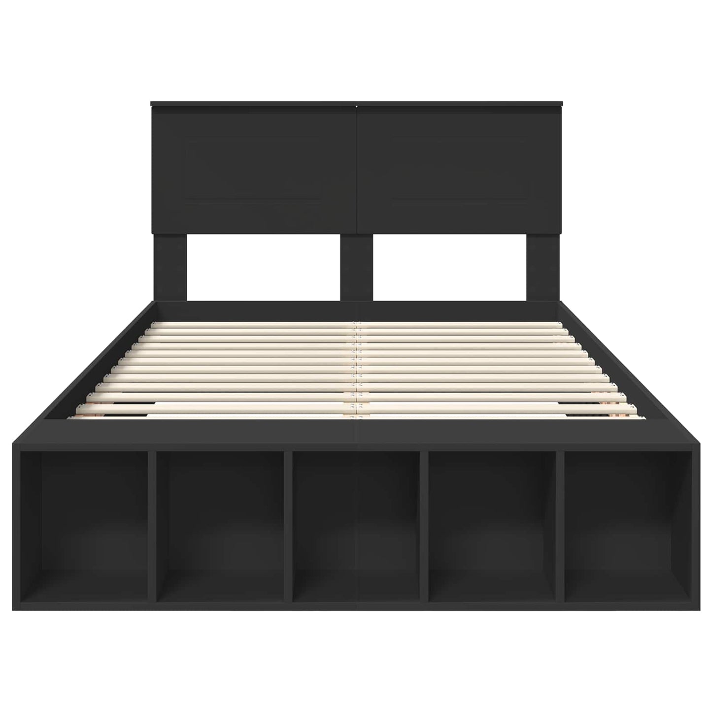 Bedframe met plank met opslag Zwart 135 x 190 cm Bewerkt hout