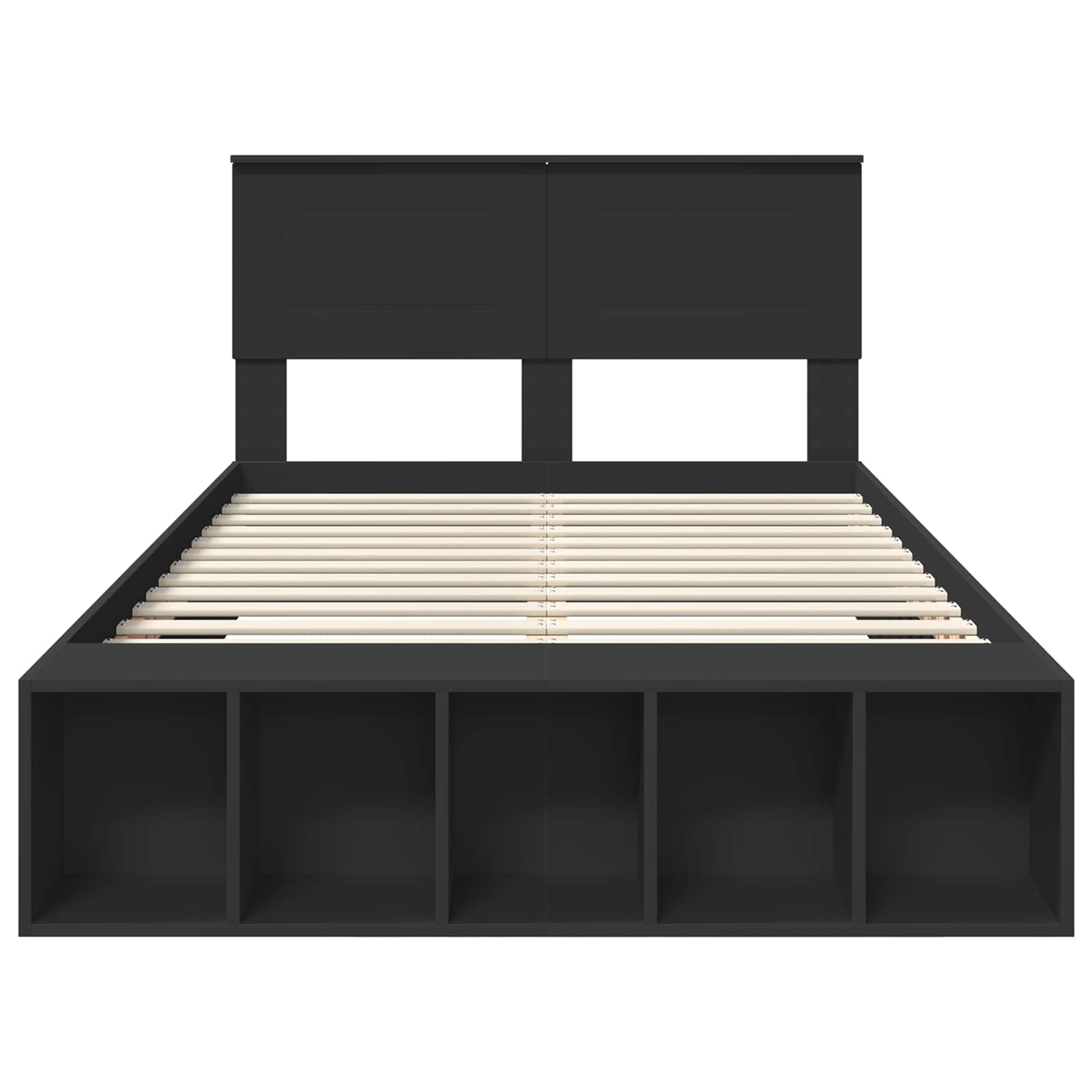 Bedframe met plank met opslag Zwart 135 x 190 cm Bewerkt hout