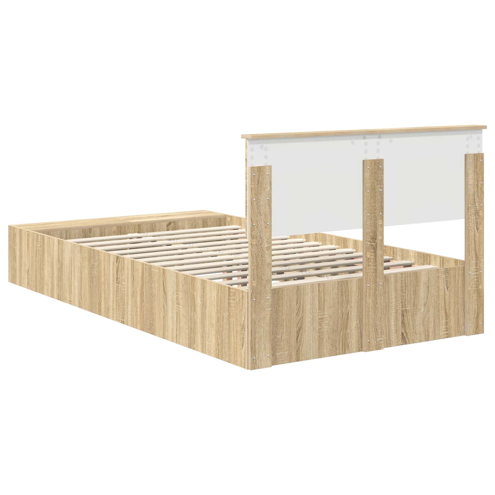Bedframe met plank Sonoma Eiken 135 x 190 cm Bewerkt hout