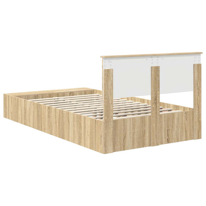 Bedframe met plank Sonoma Eiken 135 x 190 cm Bewerkt hout