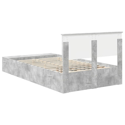 Bedframe met plank Beton Grijs 135 x 190 cm Bewerkt hout