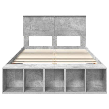 Bedframe met plank Beton Grijs 135 x 190 cm Bewerkt hout