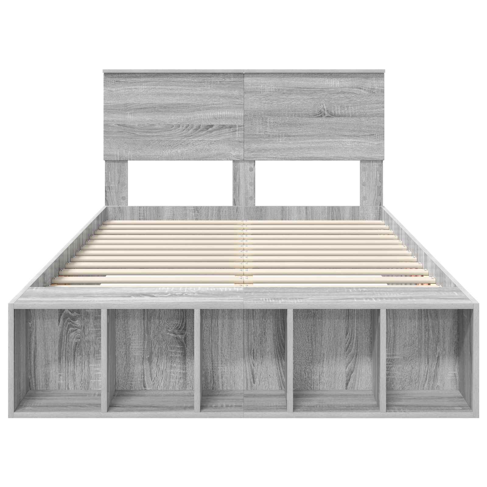 Bedframe met plank Grijs Sonoma 135 x 190 cm Bewerkt hout