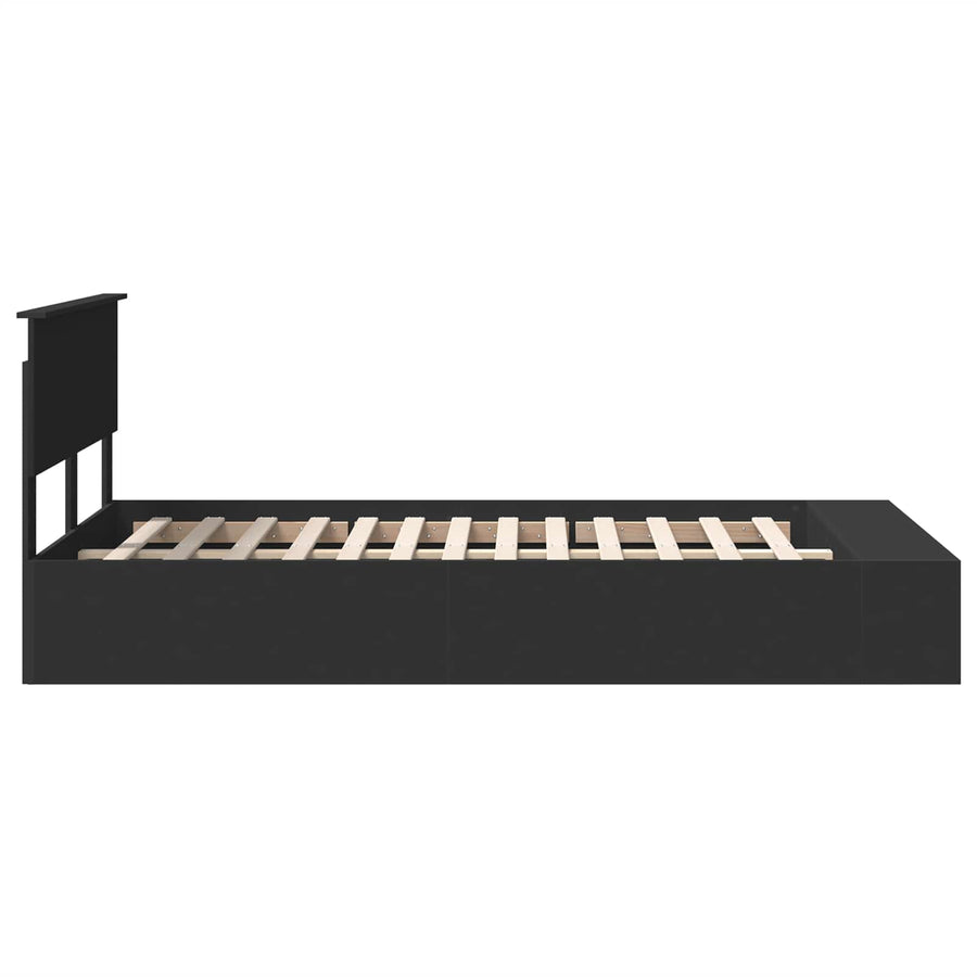Bedframe met plank met opslag Zwart 120 x 190 cm Bewerkt hout