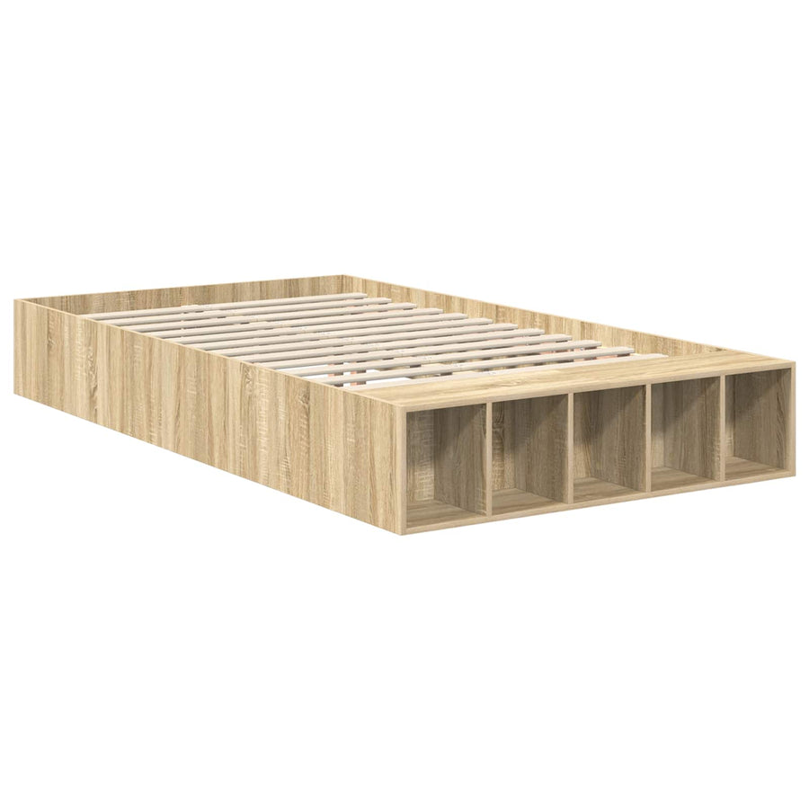 Bedframe met plank Sonoma Eiken 120 x 190 cm Bewerkt hout