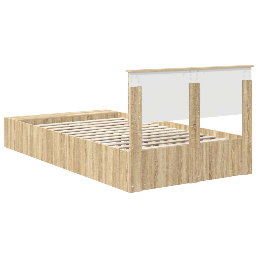 Bedframe met plank Sonoma Eiken 120 x 190 cm Bewerkt hout