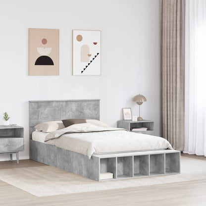 Bedframe met plank Beton Grijs 120 x 190 cm Bewerkt hout