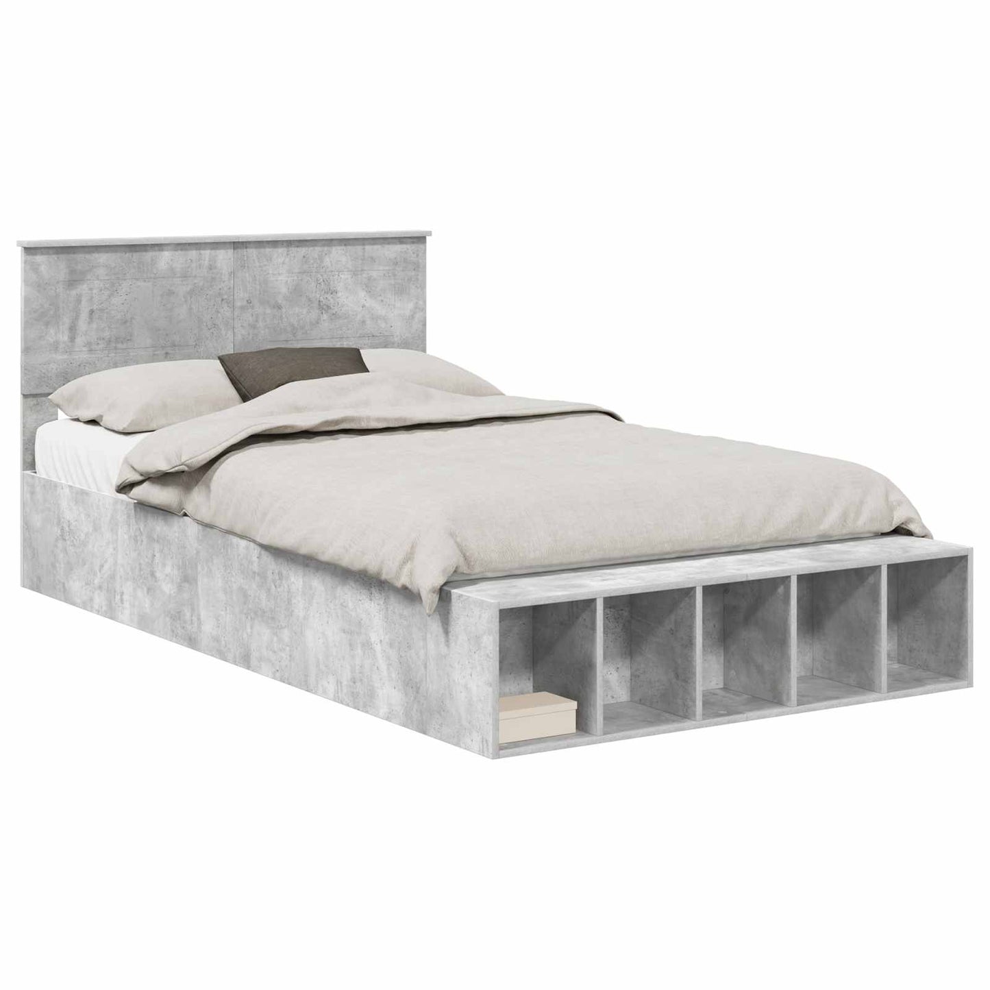 Bedframe met plank Beton Grijs 120 x 190 cm Bewerkt hout