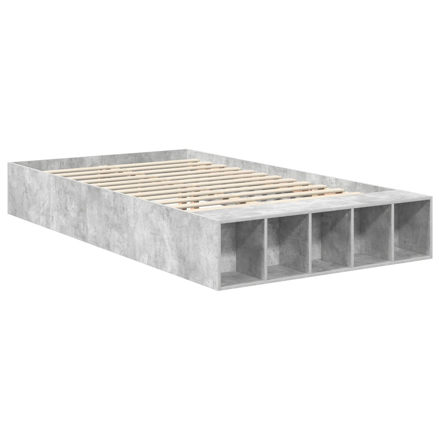 Bedframe met plank Beton Grijs 120 x 190 cm Bewerkt hout