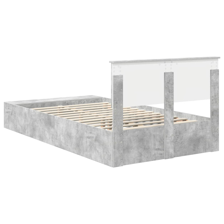 Bedframe met plank Beton Grijs 120 x 190 cm Bewerkt hout