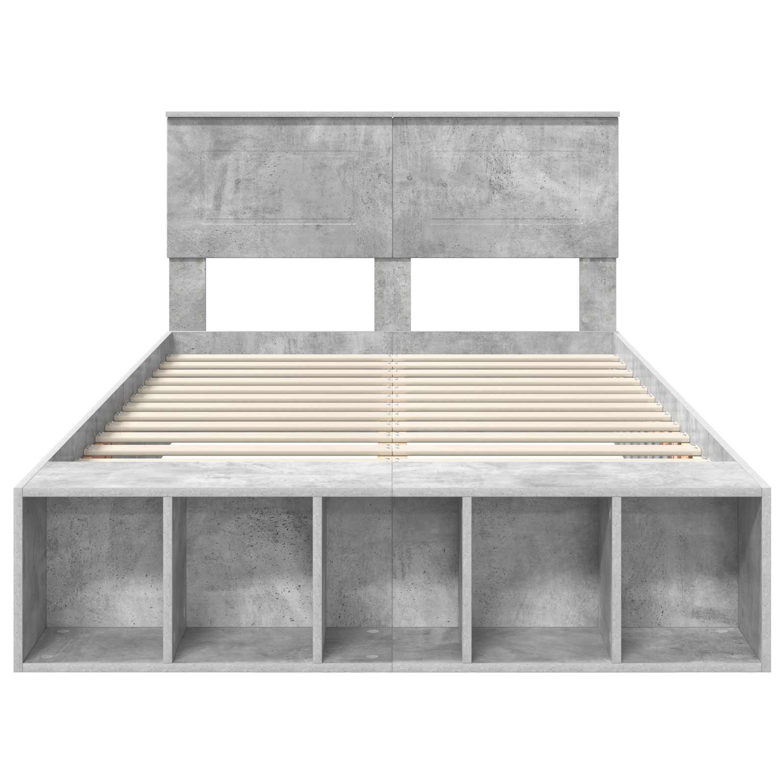 Bedframe met plank Beton Grijs 120 x 190 cm Bewerkt hout