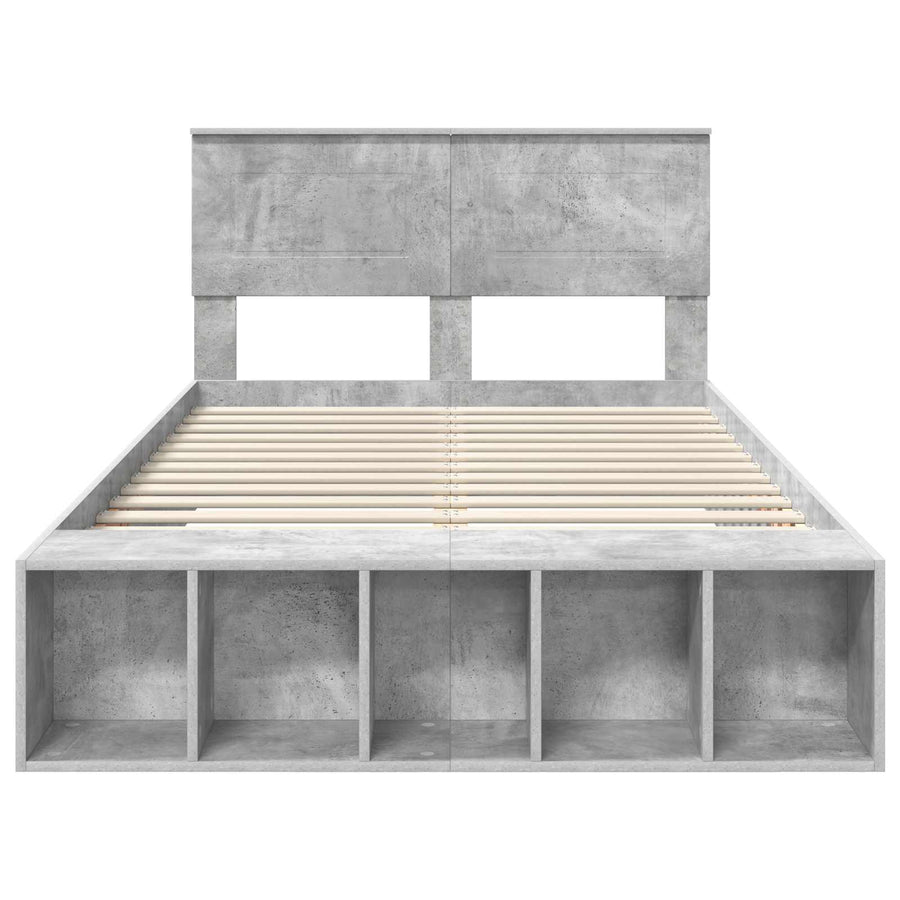 Bedframe met plank Beton Grijs 120 x 190 cm Bewerkt hout