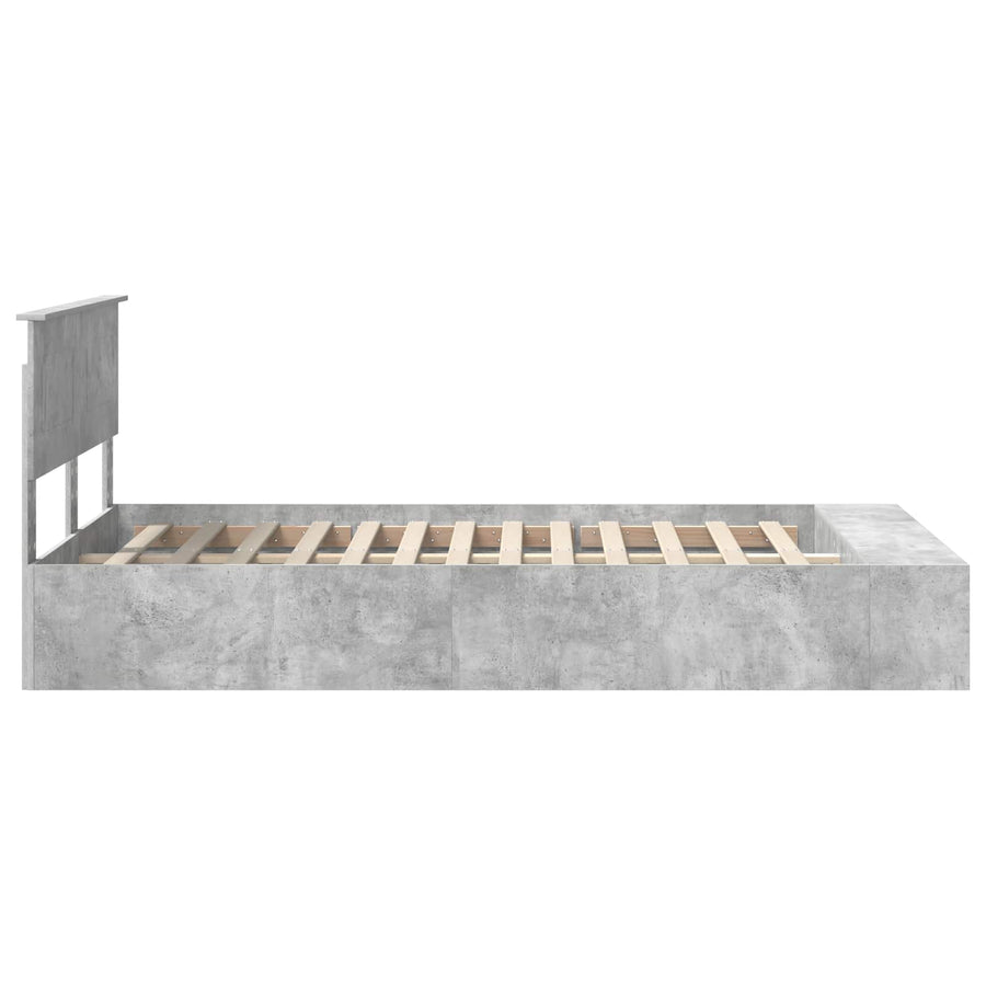 Bedframe met plank Beton Grijs 120 x 190 cm Bewerkt hout