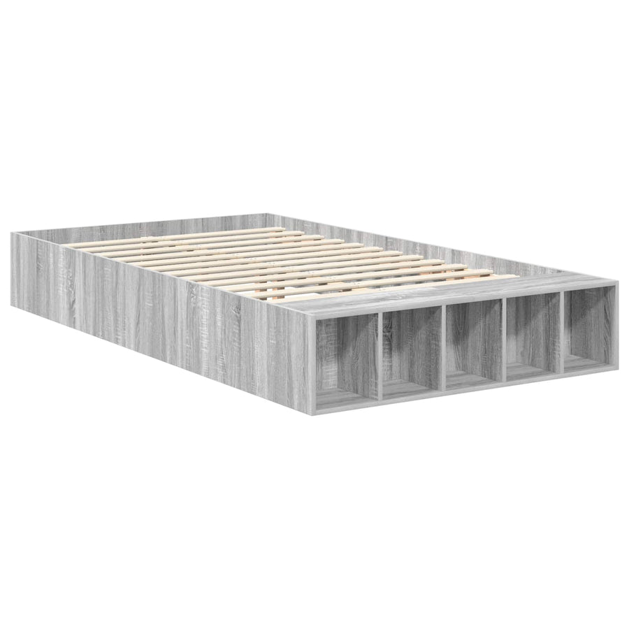 Bedframe met plank Grijs Sonoma 120 x 190 cm Bewerkt hout