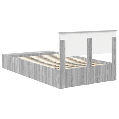 Bedframe met plank Grijs Sonoma 120 x 190 cm Bewerkt hout