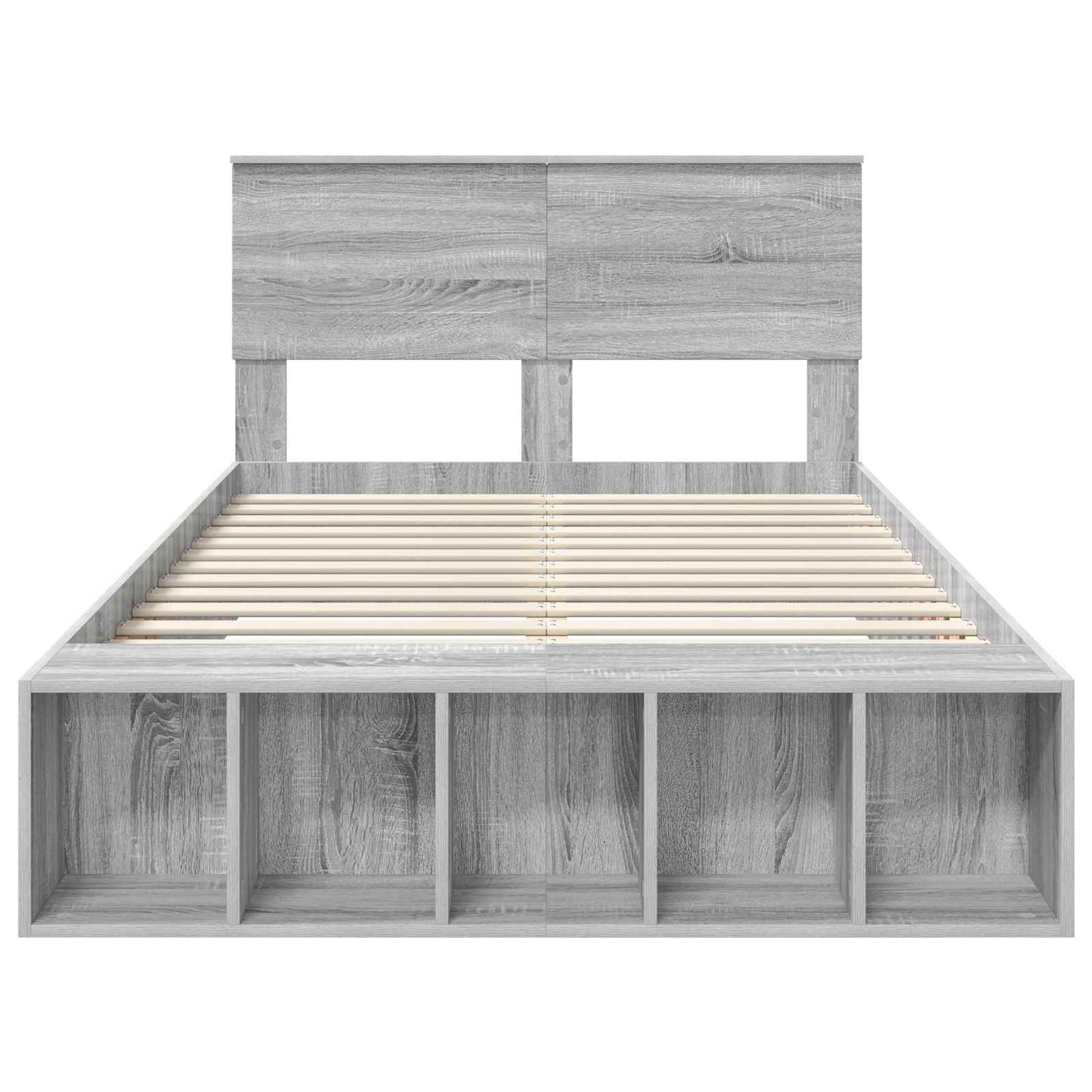 Bedframe met plank Grijs Sonoma 120 x 190 cm Bewerkt hout