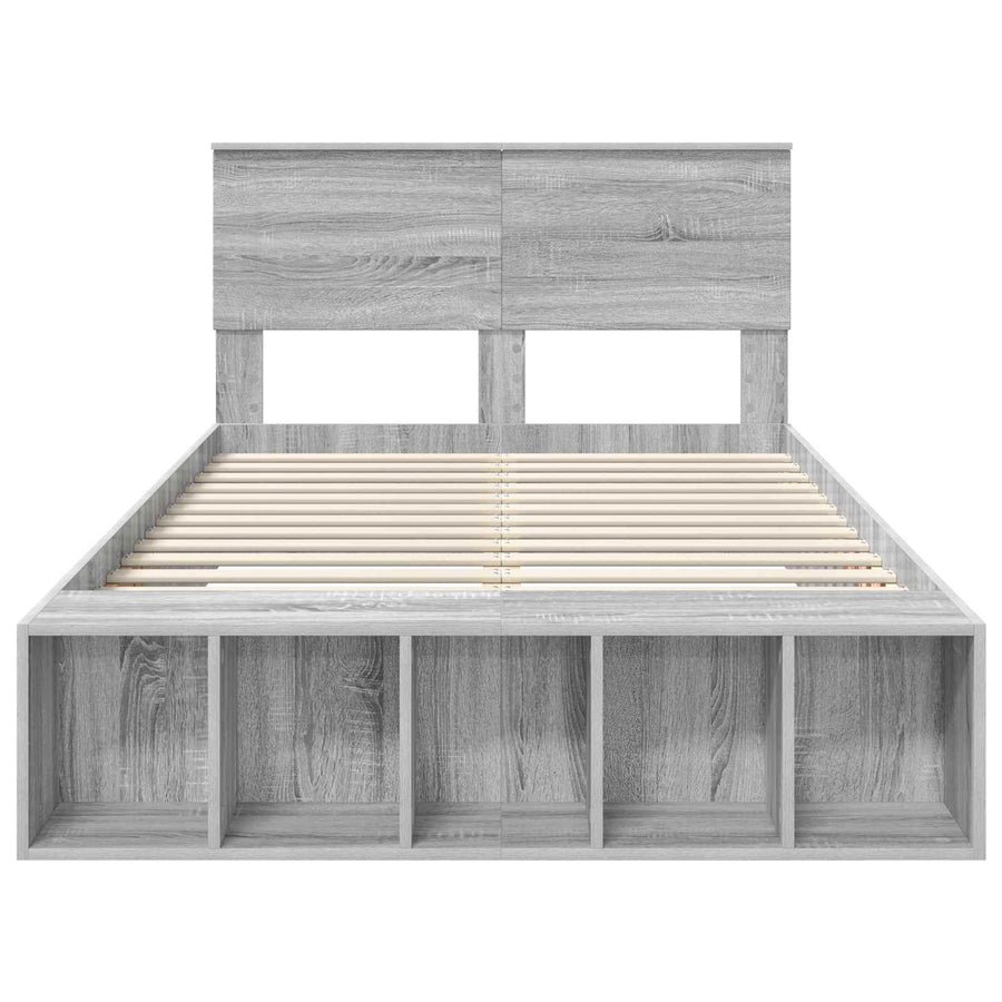 Bedframe met plank Grijs Sonoma 120 x 190 cm Bewerkt hout