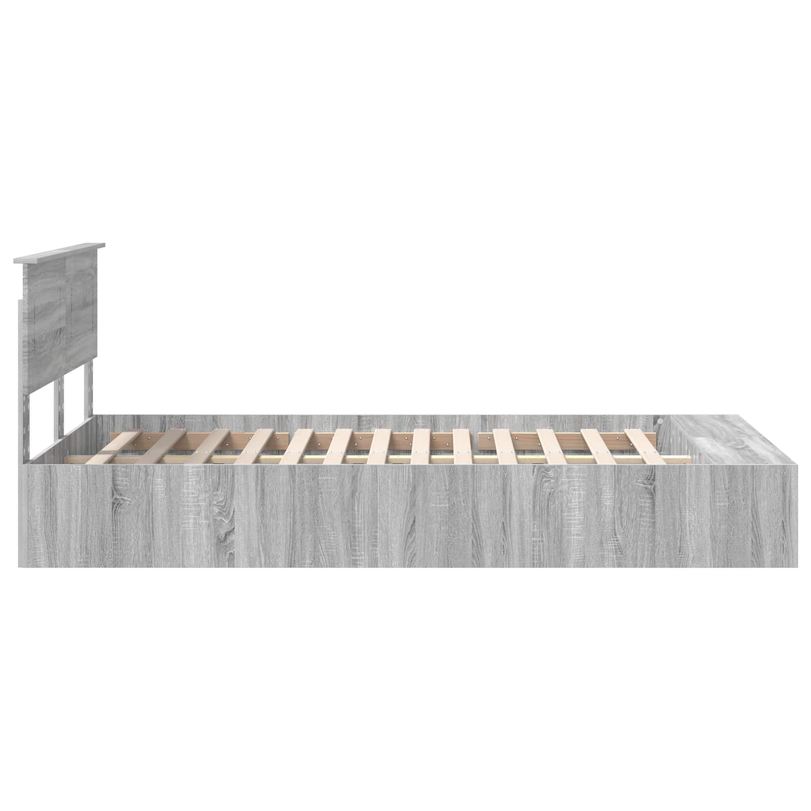 Bedframe met plank Grijs Sonoma 120 x 190 cm Bewerkt hout