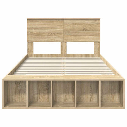 Bedframe met plank Sonoma Eiken 120 x 200 cm Bewerkt hout