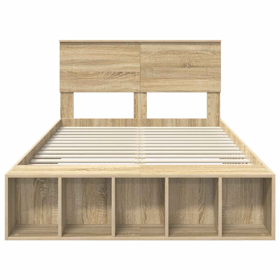 Bedframe met plank Sonoma Eiken 120 x 200 cm Bewerkt hout