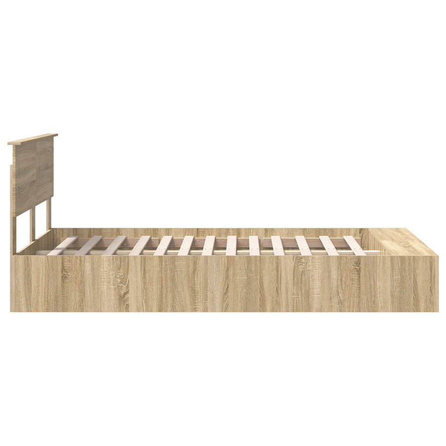 Bedframe met plank Sonoma Eiken 120 x 200 cm Bewerkt hout