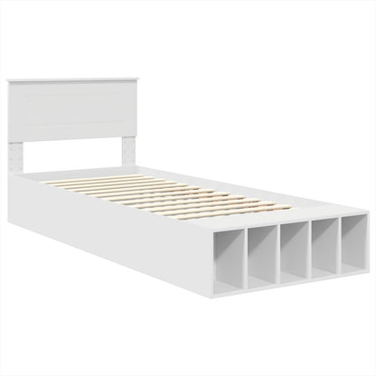 Bedframe met plank met hoofdeinde Wit 100 x 200 cm Bewerkt hout