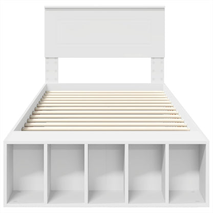 Bedframe met plank met hoofdeinde Wit 100 x 200 cm Bewerkt hout