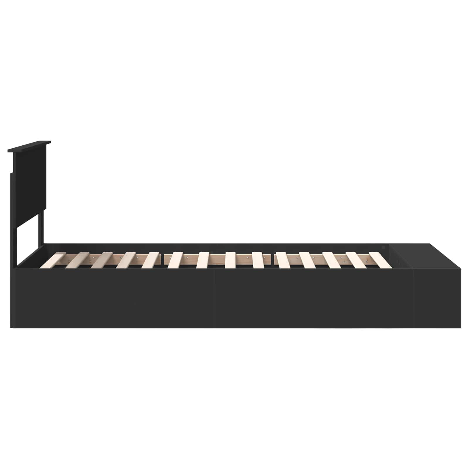 Bedframe met plank met opslag Zwart 100 x 200 cm Bewerkt hout