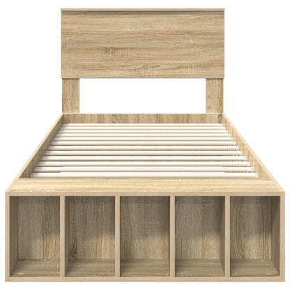 Bedframe met plank Sonoma Eiken 100 x 200 cm Bewerkt hout