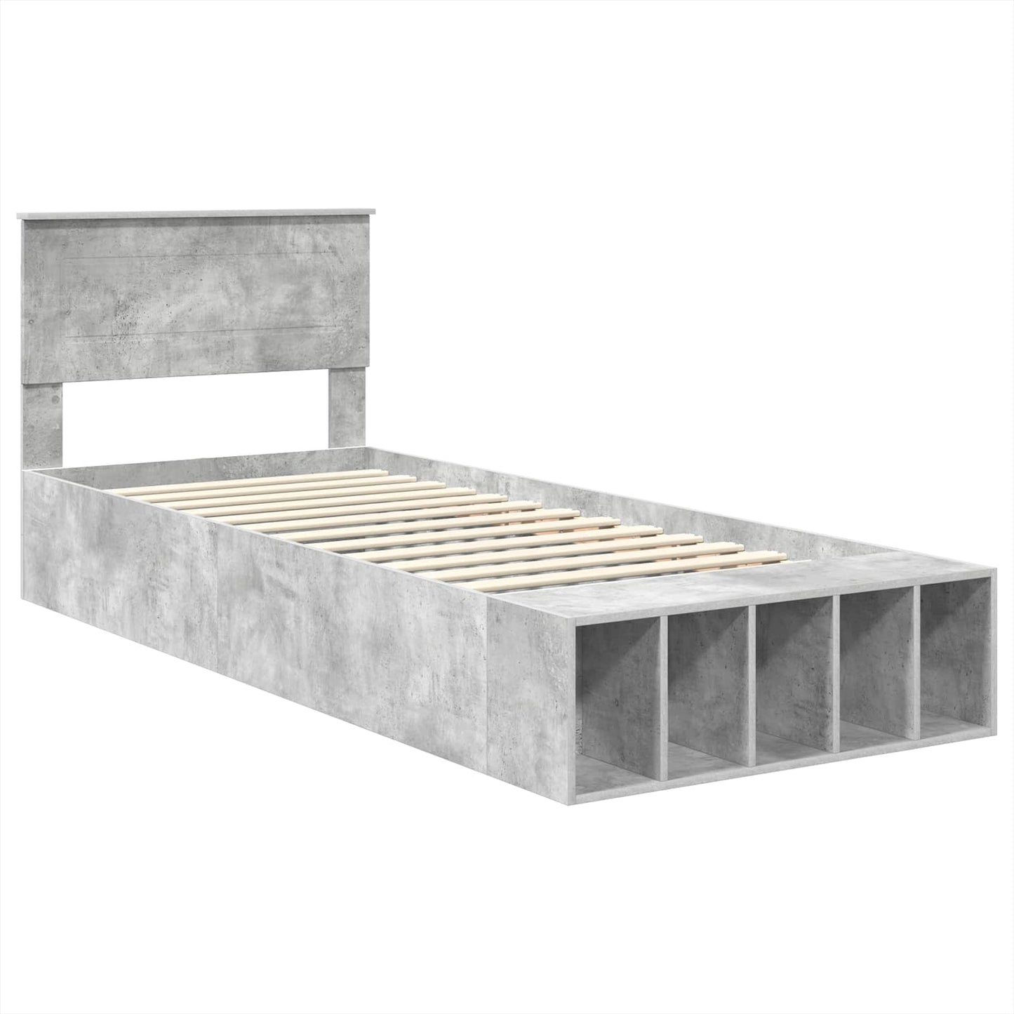 Bedframe met plank Beton Grijs 90 x 200 cm Bewerkt hout