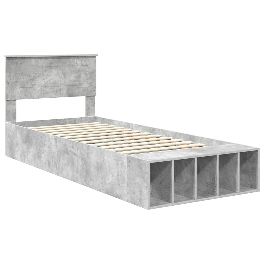 Bedframe met plank Beton Grijs 90 x 200 cm Bewerkt hout